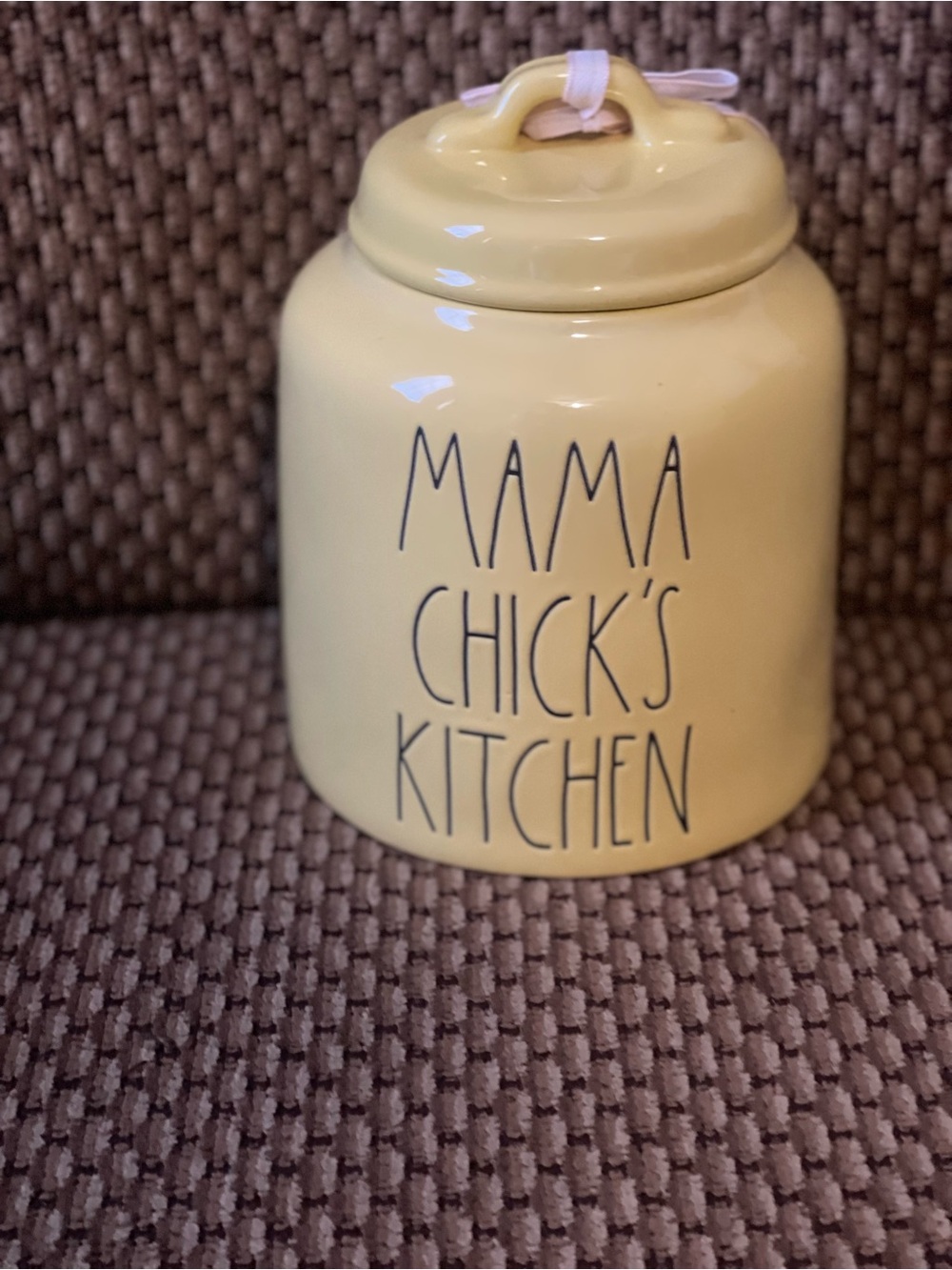 Rae Dunn Yellow 'Mama Chick's Kitchen' Ceramic Canister